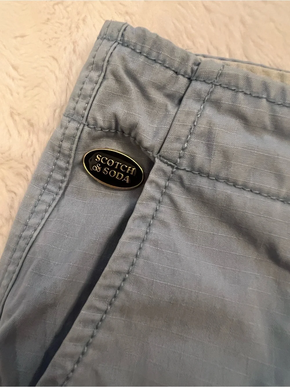 Scotch and Soda Mens size 32 Light Blue Slate gray  Cargo Shorts